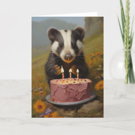 Baby Badger med födelsedagskort Tack Kort