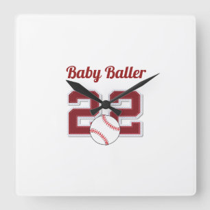 Baby baller baseballväggklocka för förskolan i bab fyrkantig klocka