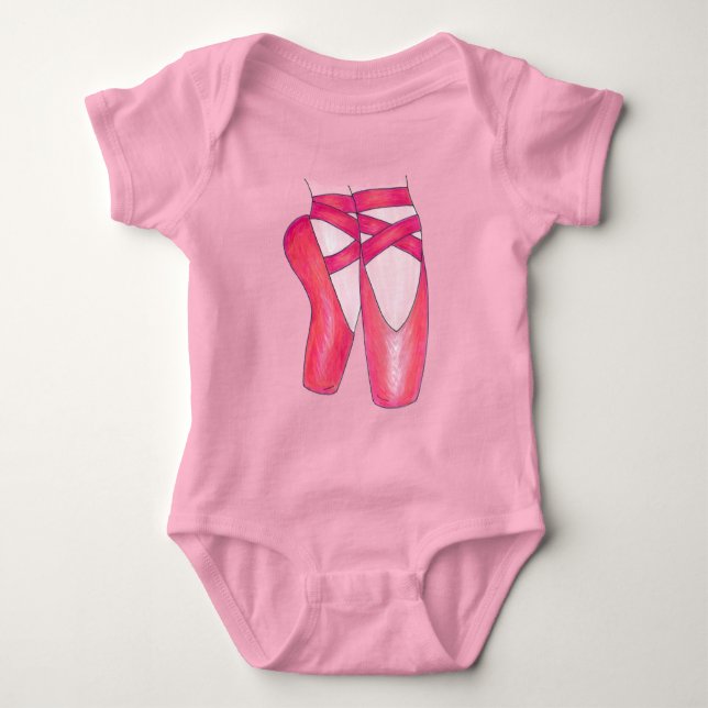 Baby Ballerina Rosa Ballet Dance Pointe Shoes Gift Tee Shirt (Framsida)