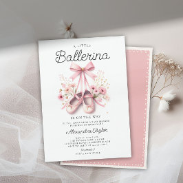 Baby Ballerina Shoes Wildblommes Bow Girl Shower Inbjudningar