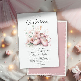 Baby Ballerina Shoes Wildblommes Cute Girl Shower Inbjudningar