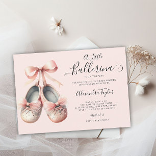 Baby Ballerina Shower Rosa Bow Sweet Girl Shower Inbjudningar