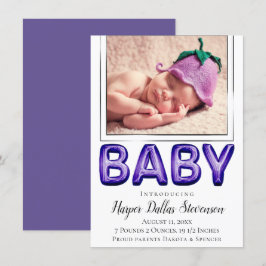 Baby Balloon | Royal Violet Lila Baby Shower Meddelande