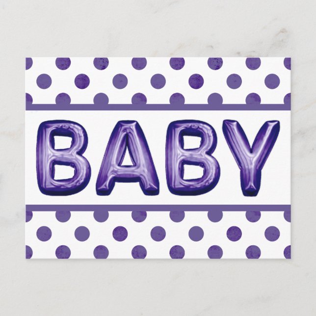 Baby Balloon | Royal Violet Lila Baby Shower Vykort (Framsida)