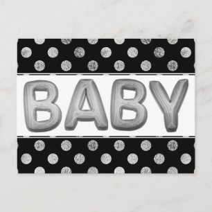Baby Balloon Unisex Silver Shower eller Reveal Vykort