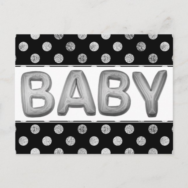 Baby Balloon | Unisex Silver Shower eller Reveal Vykort (Framsida)