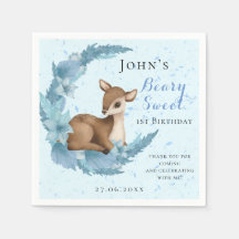 Baby Bambi & Flowers måne Dust Blue Birthday
