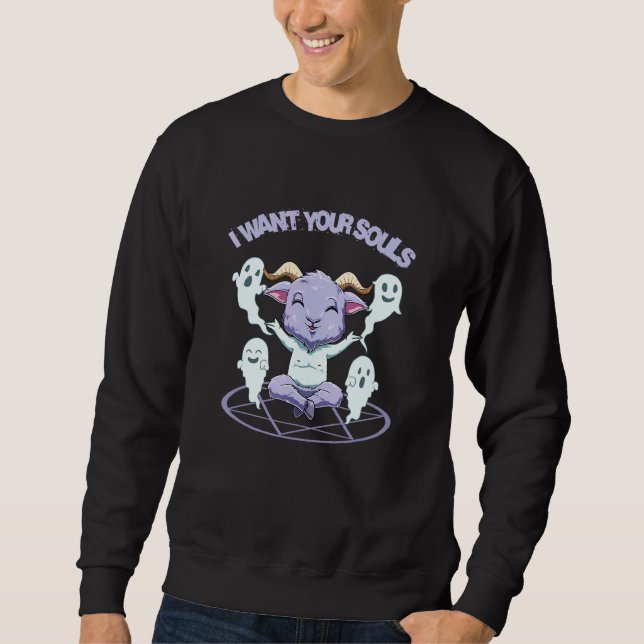 Baby Baphomet Goth Lång Ärmad Tröja (Framsida)