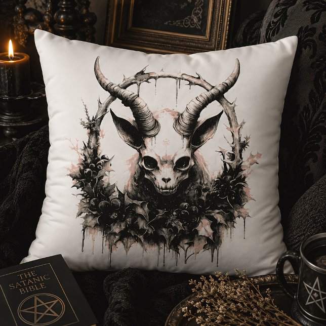 Baby Baphomet Ockult Gothisk Mörk Botanisk Kudde (Skapare uppladdad)