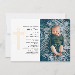 Baby Baptism Anpassningsbar Photo Religiösa Ceremo Inbjudningar