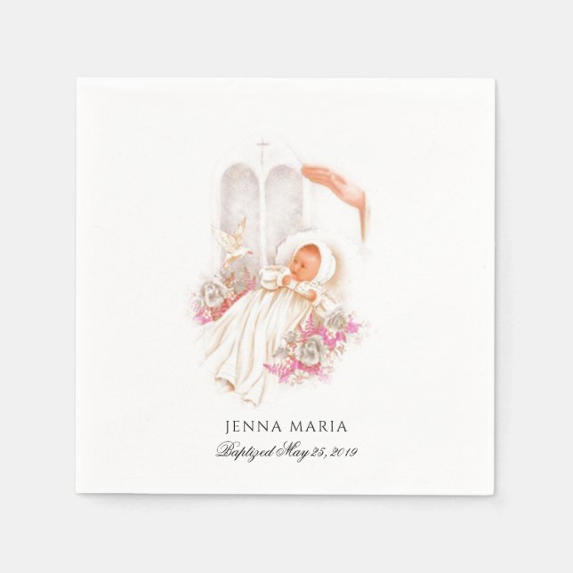 Baby Baptism Christening Religiösa Traditional Pappersservett (Framsidan)