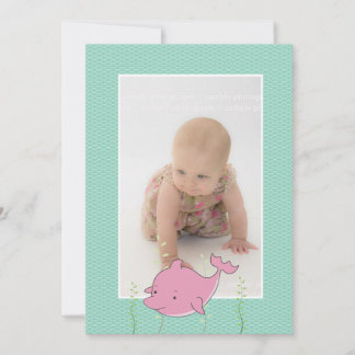 Baby Baptism Christening Rosa Dolphin Photo Inbjud Inbjudningar