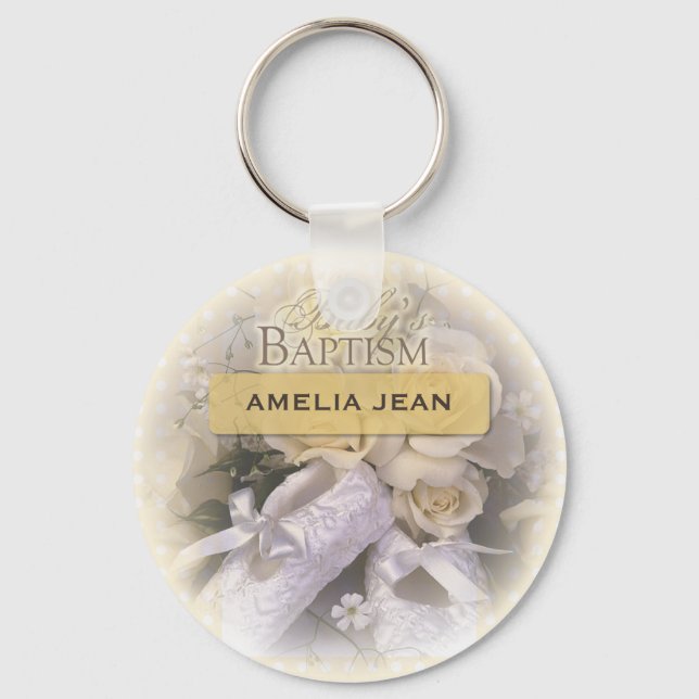 Baby Baptism Neutralt, Anpassningsbar, Personalize Nyckelring (Framsida)