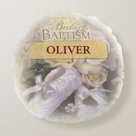 Baby Baptism Neutralt, Anpassningsbar, Personalize Rund Kudde