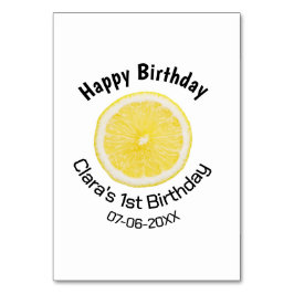 Baby-barn 1:a födelsedag citronsegment lägg till n bordsnummer