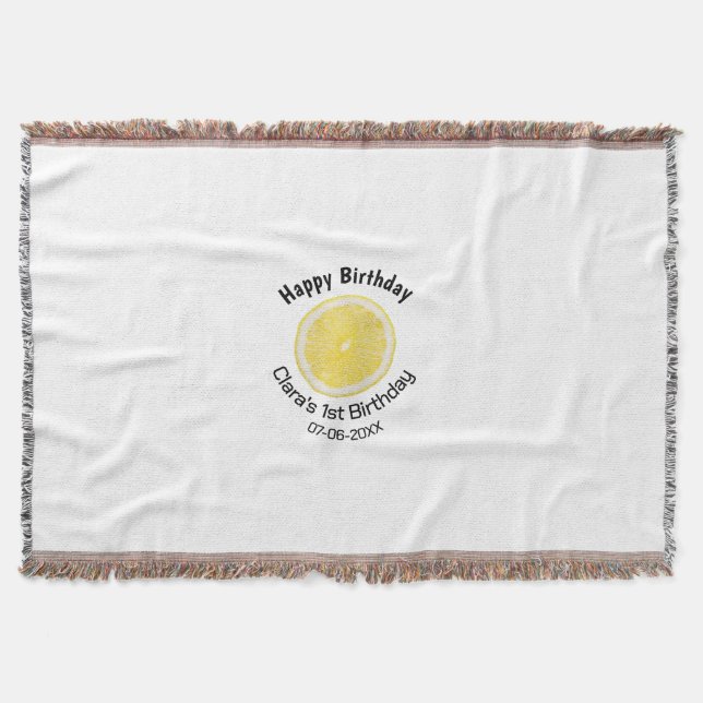 Baby-barn 1:a födelsedag citronsegment lägg till n filt (Framsidan)