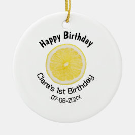 Baby-barn 1:a födelsedag citronsegment lägg till n julgransprydnad keramik