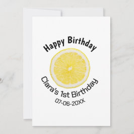Baby-barn 1:a födelsedag citronsegment lägg till n julkort