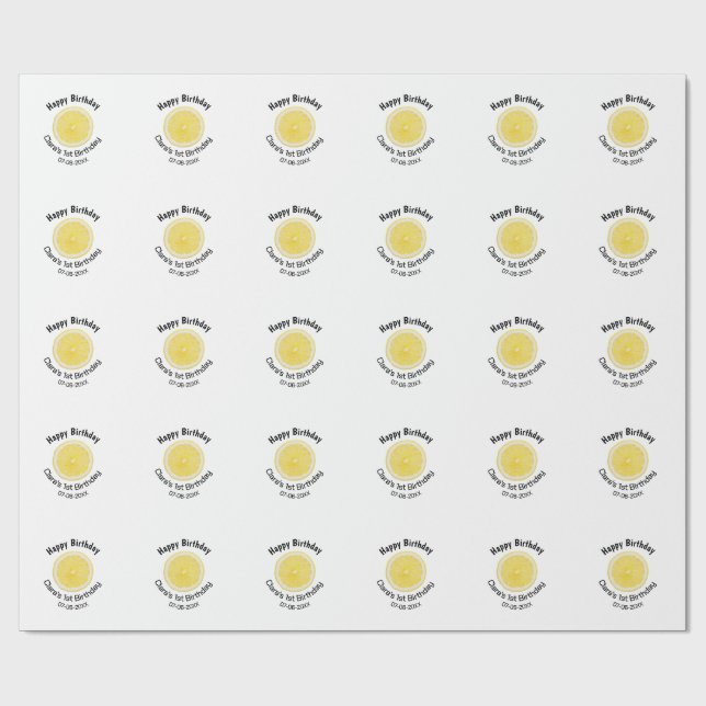 Baby-barn 1:a födelsedag citronsegment lägg till n presentpapper (Platt)