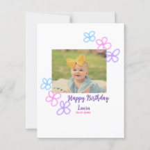 Baby barn 1-årsdag tillägg namn datum lägg till fo