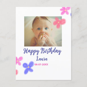 Baby barn 1-årsdag tillägg namn datum lägg till fo vykort