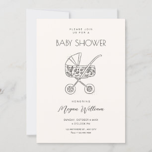 Baby barnvagn art inbjudningar