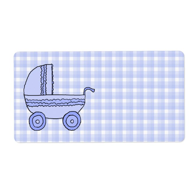 Baby Barnvagn. Ljusblått vid Check Mönster. Fraktsedel (Framsidan)