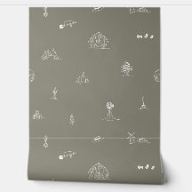 Baby Barnyard Minimalist Tapet