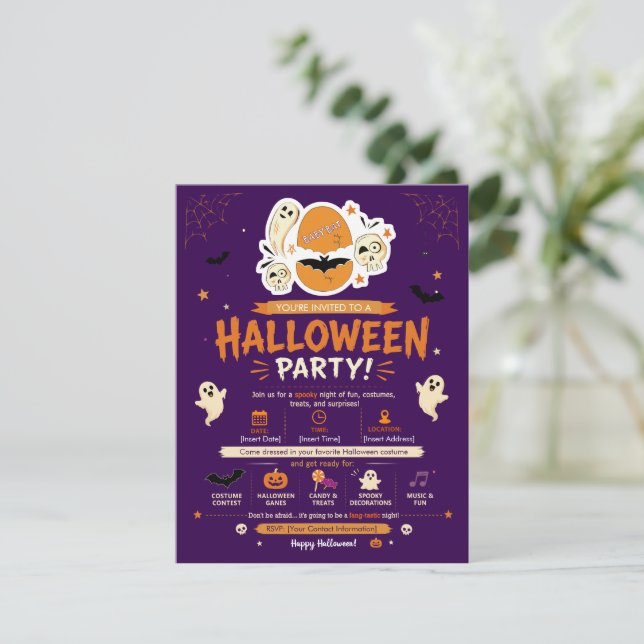 Baby Bat Halloweennöjd Invitation Inbjudningar (Stående Fram)