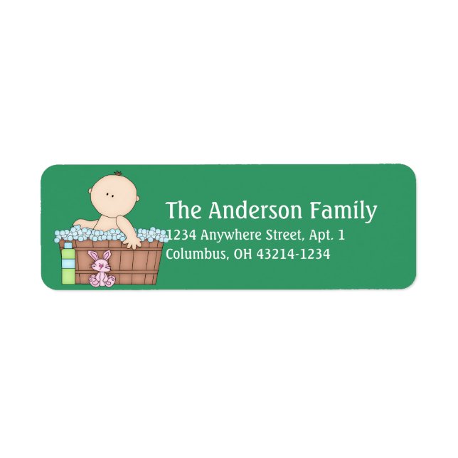 Baby Bathtime-Adressetiketter Returadress Etikett (Framsidan)