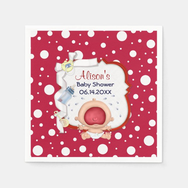 Baby Bawling Funny Baby Shower Pappra Napkins Pappersservett (Framsidan)