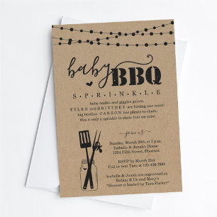 Baby BBQ - Baby Sprinkle Baby Q BaByQ Barbeque Inbjudningar