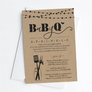 Baby BBQ - Baby Sprinkle Baby Q BaByQ Barbeque Inbjudningar