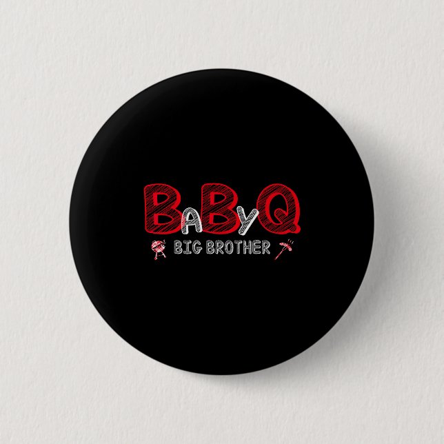Baby bbq dusch storbror dusch tema matchande knapp (Framsida)