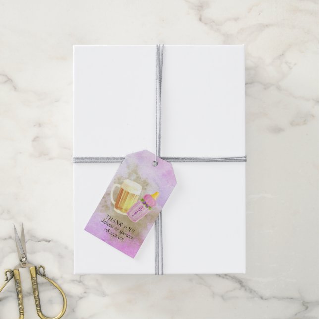 Baby BBQ och öl | Tema för sommardusch utomhus Presentetikett (Med Snöre)