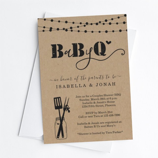 Baby BBQ - Par Shower Baby Q BaByQ Barbeque Inbjudningar (Skapare uppladdad)