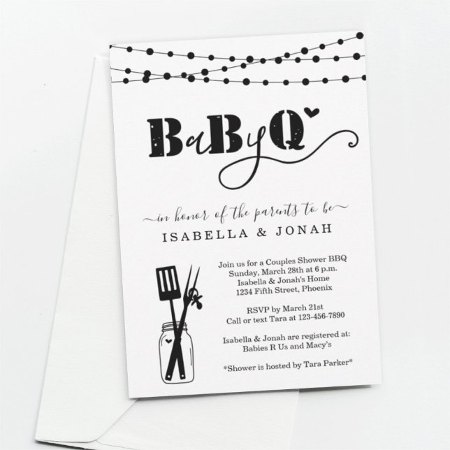 Baby BBQ - Par Shower Baby Q BaByQ Barbeque Inbjudningar (Skapare uppladdad)