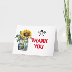 Baby BBQ röd plaid gingham babyduschfoto Tack Kort