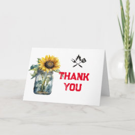 Baby BBQ röd plaid gingham babyduschfoto Tack Kort