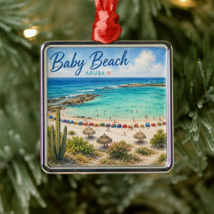 Baby Beach Aruba Karibien Resa souvenir Julgransprydnad Metall