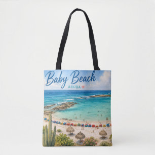 Baby Beach Aruba Karibien Resa souvenir Tygkasse