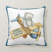 Baby Bear Airplane Watercolor Pojke Vintage