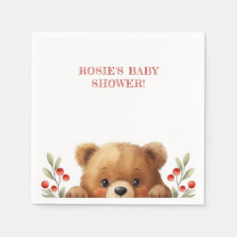 Baby Bear And Rowan Berries Baby Shower Pappersservett