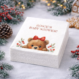 Baby Bear And Rowan Berries Baby Shower Pappersservett