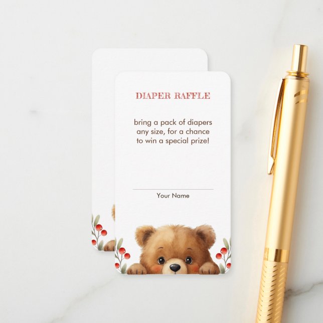 Baby Bear And Rowan Berries Diaper Raffle Tilläggskort (Fram/Back In Situ)