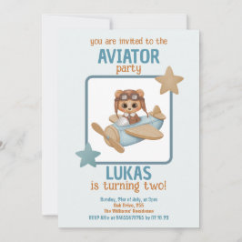Baby Bear Aviator Party Boy Birthday Inbjudningar