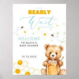 Baby Bear & Baby Girl, Boy Baby Shower Välkommen Poster