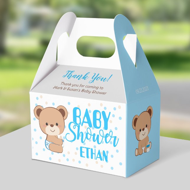 Baby Bear Baby Shower Gable Box - Boy Presentaskar (Skapare uppladdad)