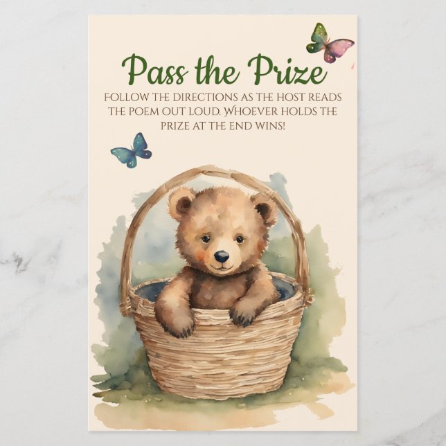 Baby Bear Baby Shower Passar prismatchen (Baksida)