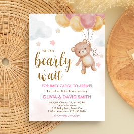 Baby Bear Barly Wait Baby Shower Inbjudningar